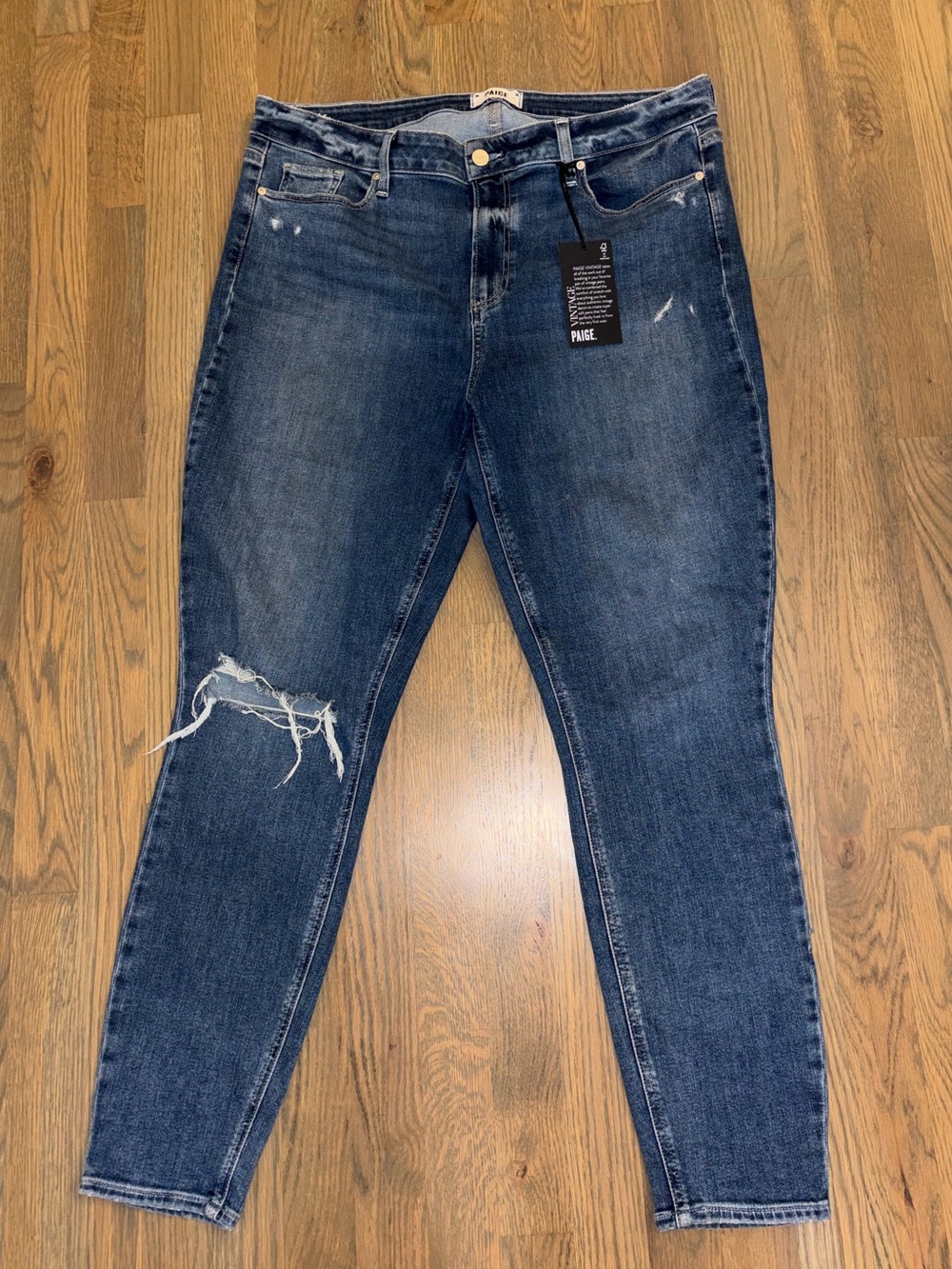 PAIGE Vintage Distressed Jeans Blue Denim Size 31